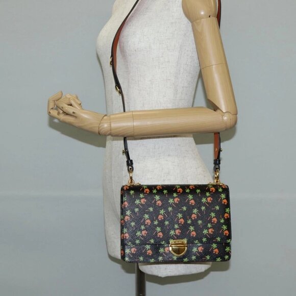 PRADA Shoulder Bag Leather Black Gold Auth - Picture 13 of 16